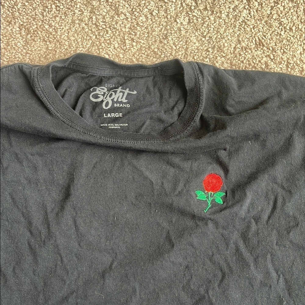 Eighty Eight Black and Red Short Sleeve Tee Classic Crew Neck - Picture 4 of 5